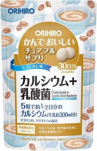 ORIHIRO Chewable calcium, 150 chewable calcium grains, lemon yoghurt flavour.