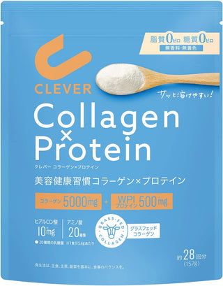 Clever Collagen x Protein [Grass-fed Collagen Peptides + WPI] 157g [No fat or sugar