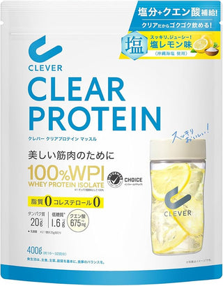 Clever Clear Whey Protein [WPI 100%] Muscle Salt Lemon Flavor 400g [Zero Fat, Zero Cholesterol]