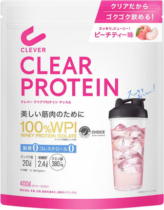 Clever Clear Protein [100% WPI] Muscle Peach Tea Flavor 400g [zero fat, zero cholesterol]