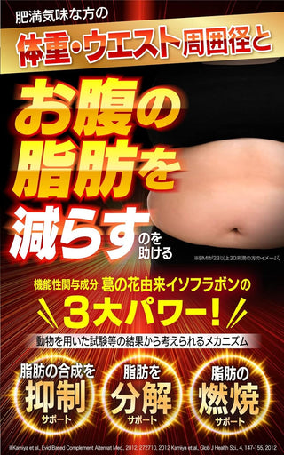 Fat Reduction Gen EX 60 capsules (30-day supply) helps obese people reduce weight, abdominal fat, and waist circumference [ Functional Foods: Contains isoflavone derived from kuzu flower, made in Japan ].