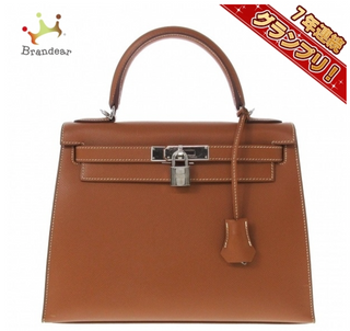 HERMES handbag Kelly 28 Vaux Epson gold outside stitching/silver metal fittings □M bag