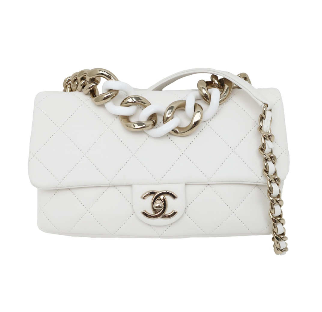 Chanel Matelasse 2WAY chain shoulder bag white hand GD metal fittings All Japan Shop
